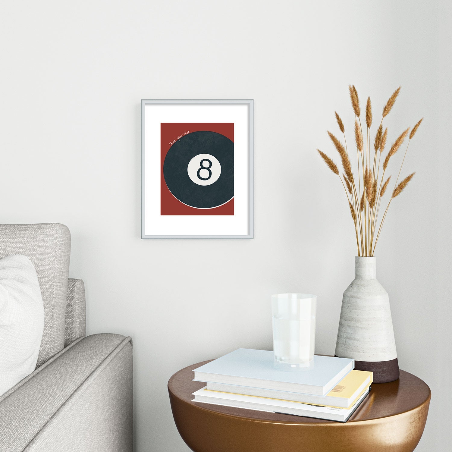 DENY Designs Vintage Games 8ball Metal Framed Art Print