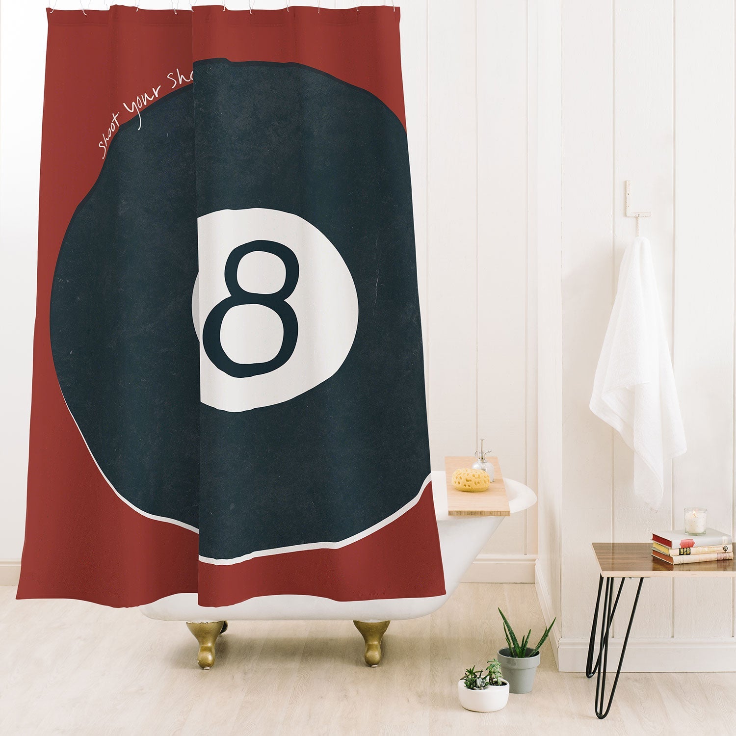 DENY Designs Vintage Games 8ball Shower Curtain