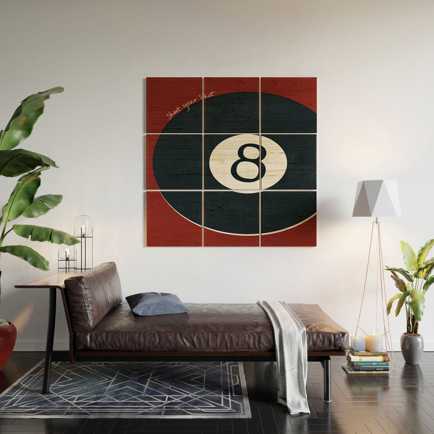 DENY Designs Vintage Games 8ball Wood Wall Mural