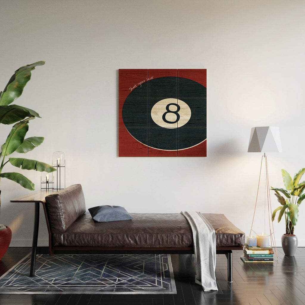 DENY Designs Vintage Games 8ball Wood Wall Mural