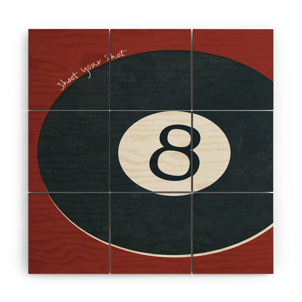 DENY Designs Vintage Games 8ball Wood Wall Mural