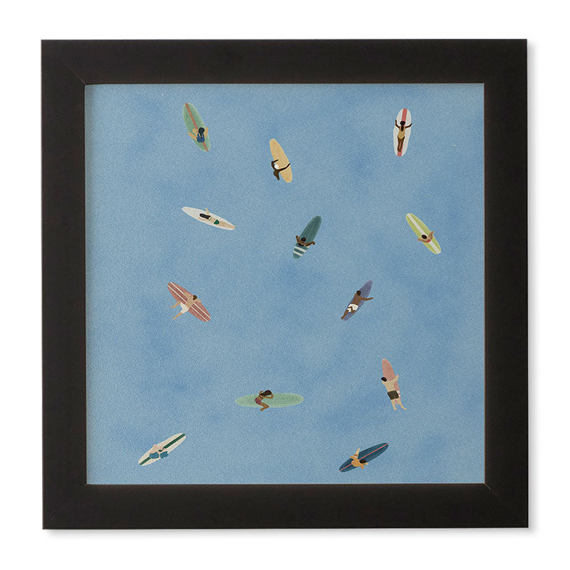 DENY Designs waiting wading surfers Framed Wall Art
