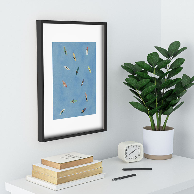 DENY Designs waiting wading surfers Recessed Framing Rectangle