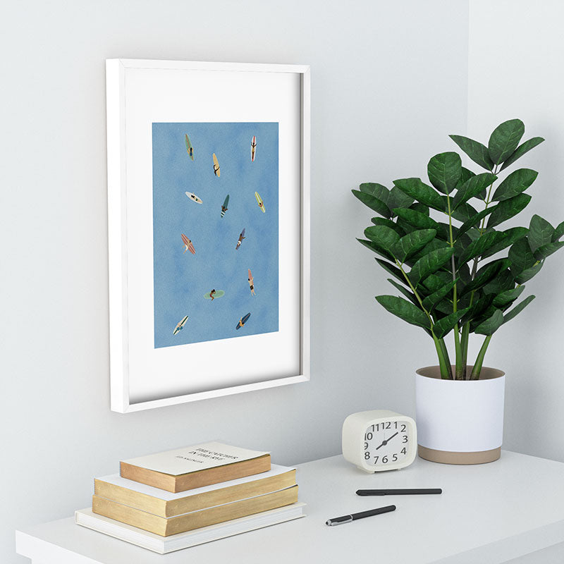 DENY Designs waiting wading surfers Recessed Framing Rectangle