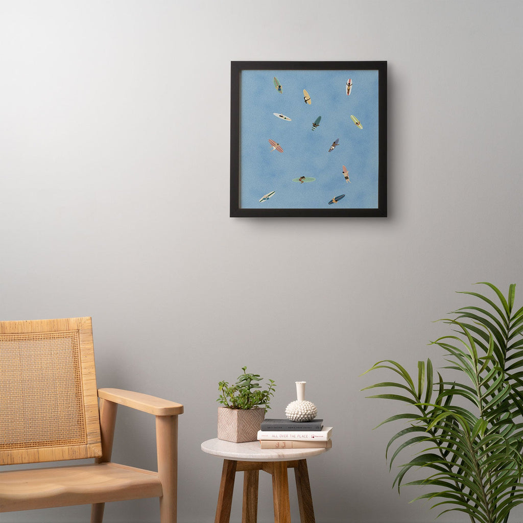 DENY Designs waiting wading surfers Framed Wall Art