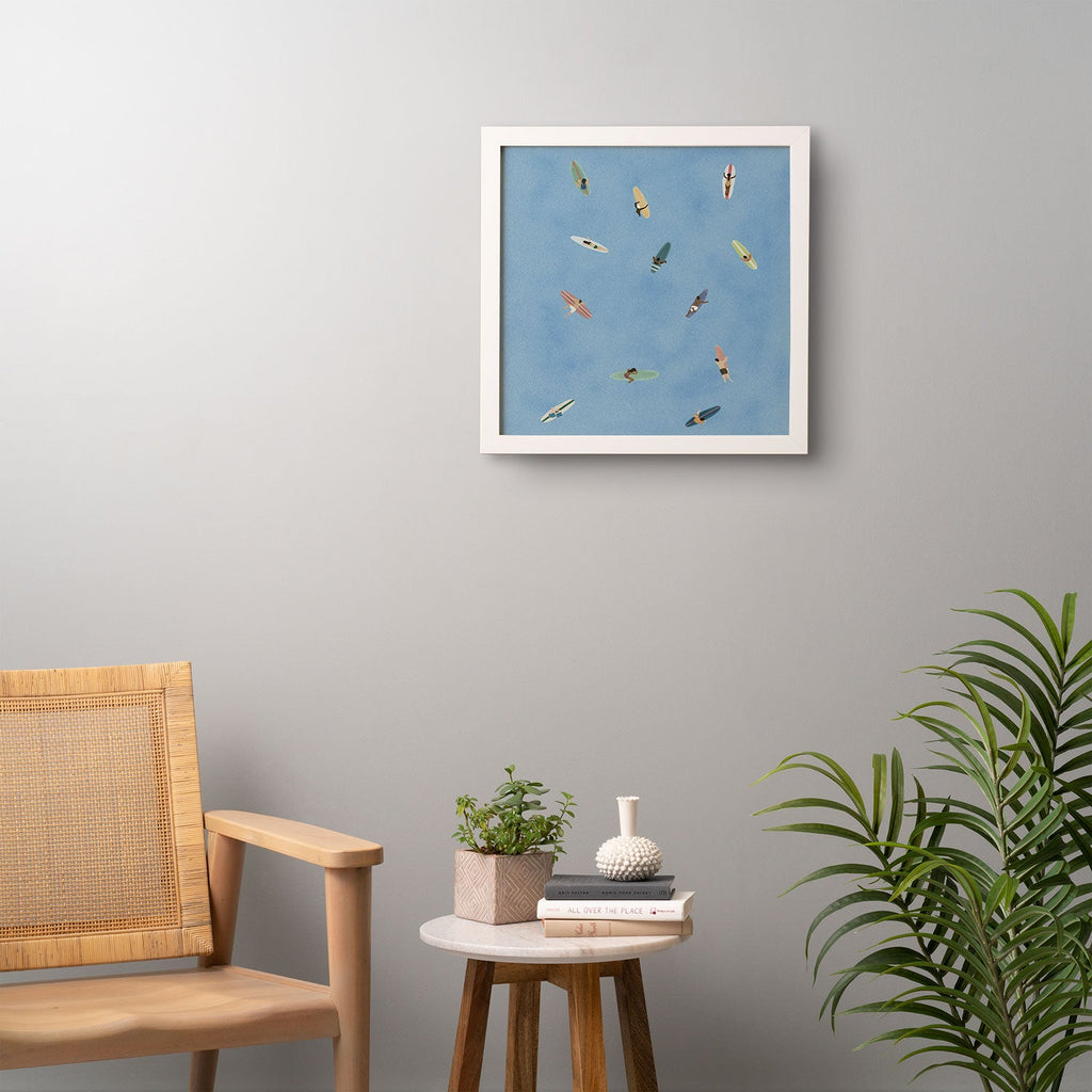 DENY Designs waiting wading surfers Framed Wall Art