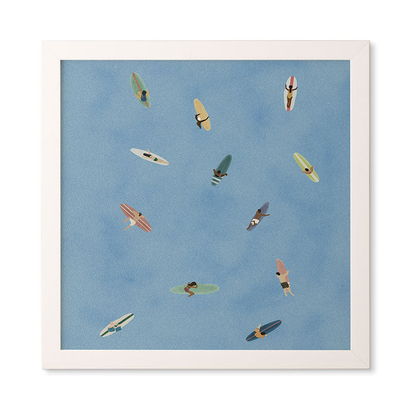 DENY Designs waiting wading surfers Framed Wall Art