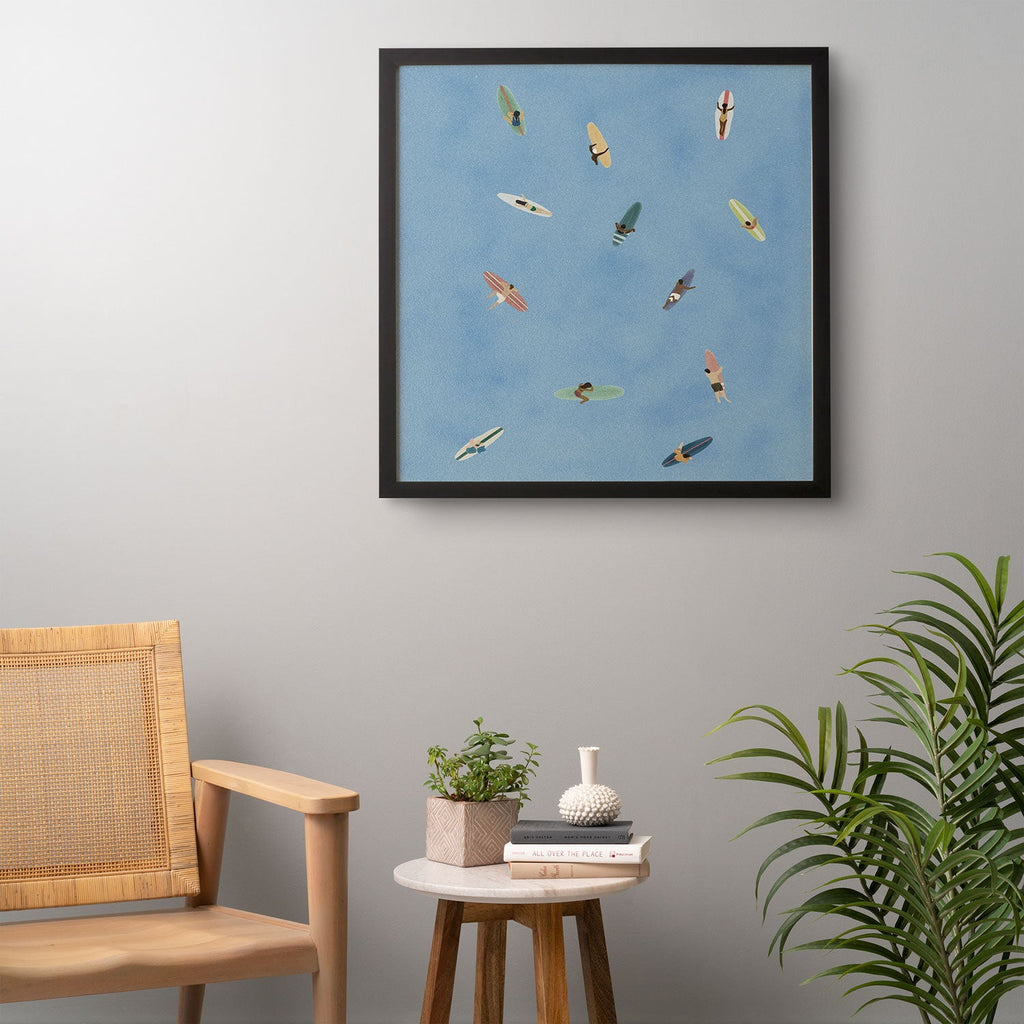 DENY Designs waiting wading surfers Framed Wall Art