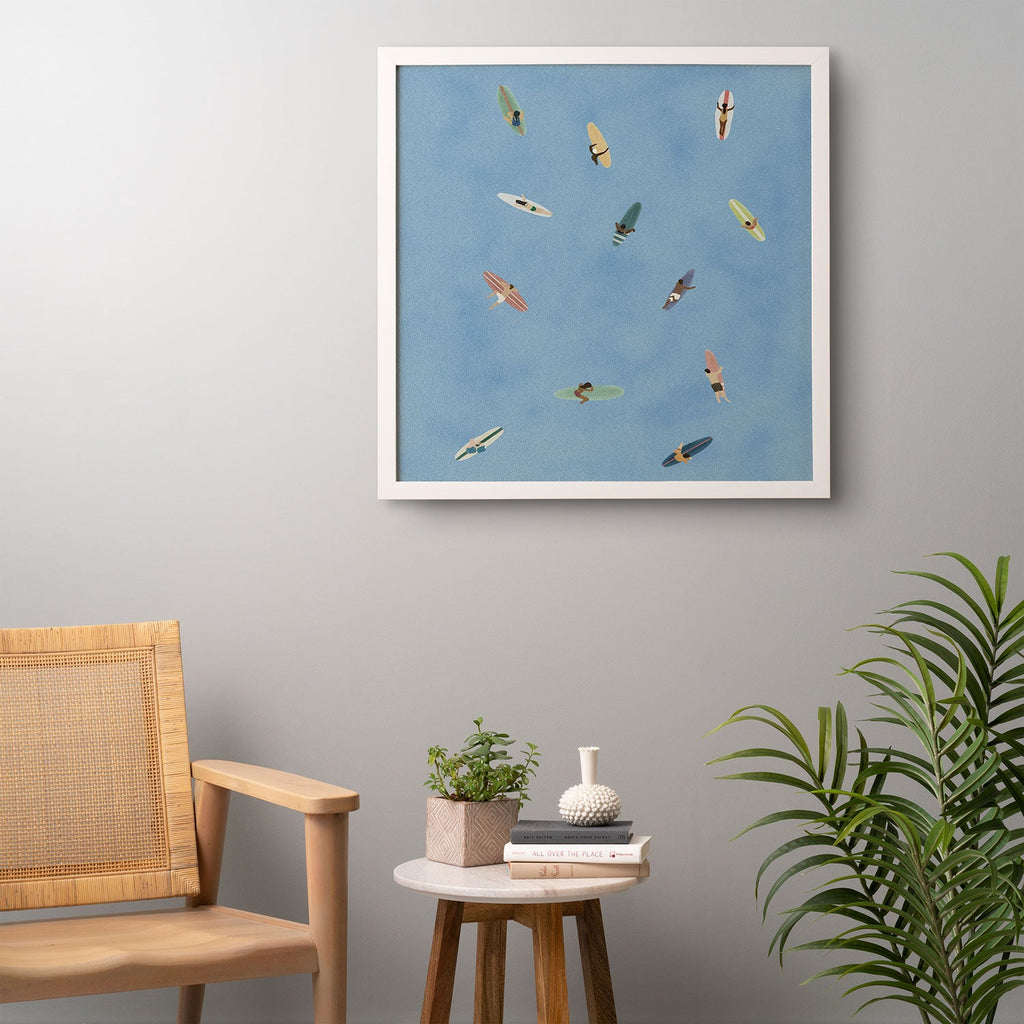 DENY Designs waiting wading surfers Framed Wall Art