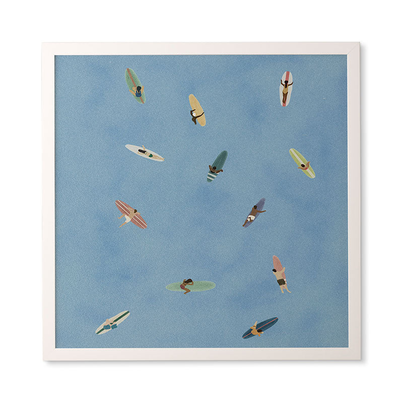 DENY Designs waiting wading surfers Framed Wall Art