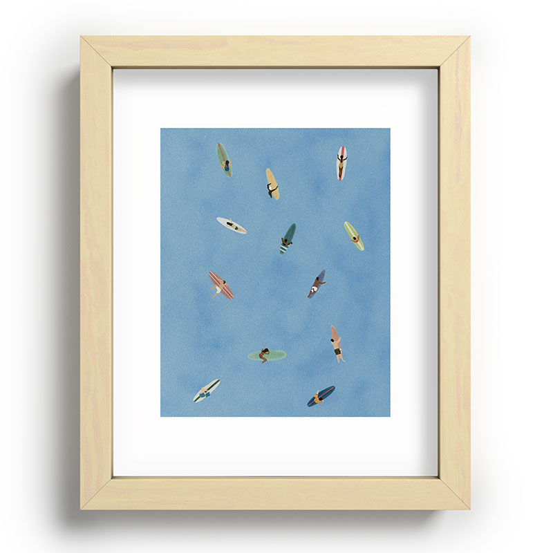 DENY Designs waiting wading surfers Recessed Framing Rectangle