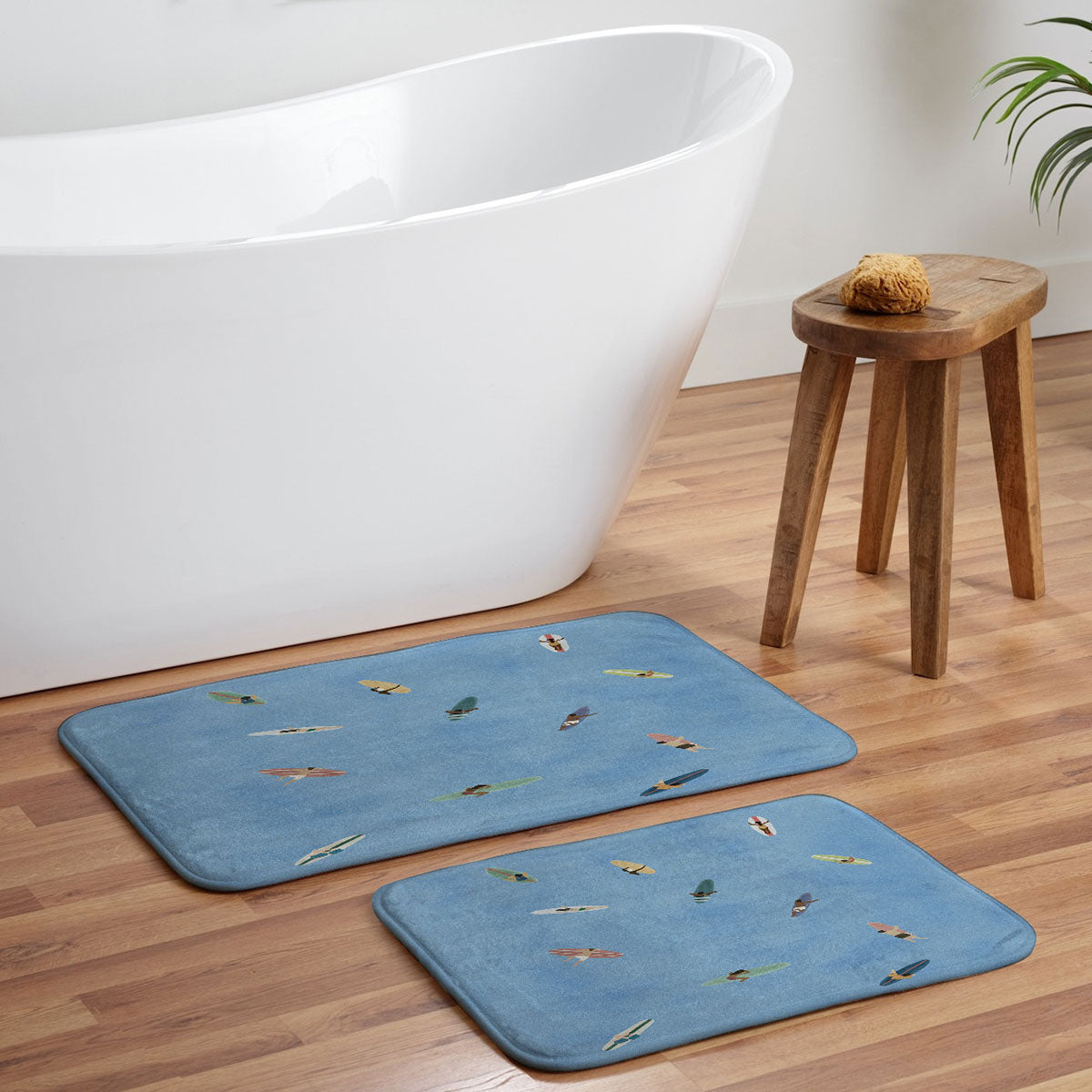 DENY Designs waiting wading surfers Memory Foam Bath Mat