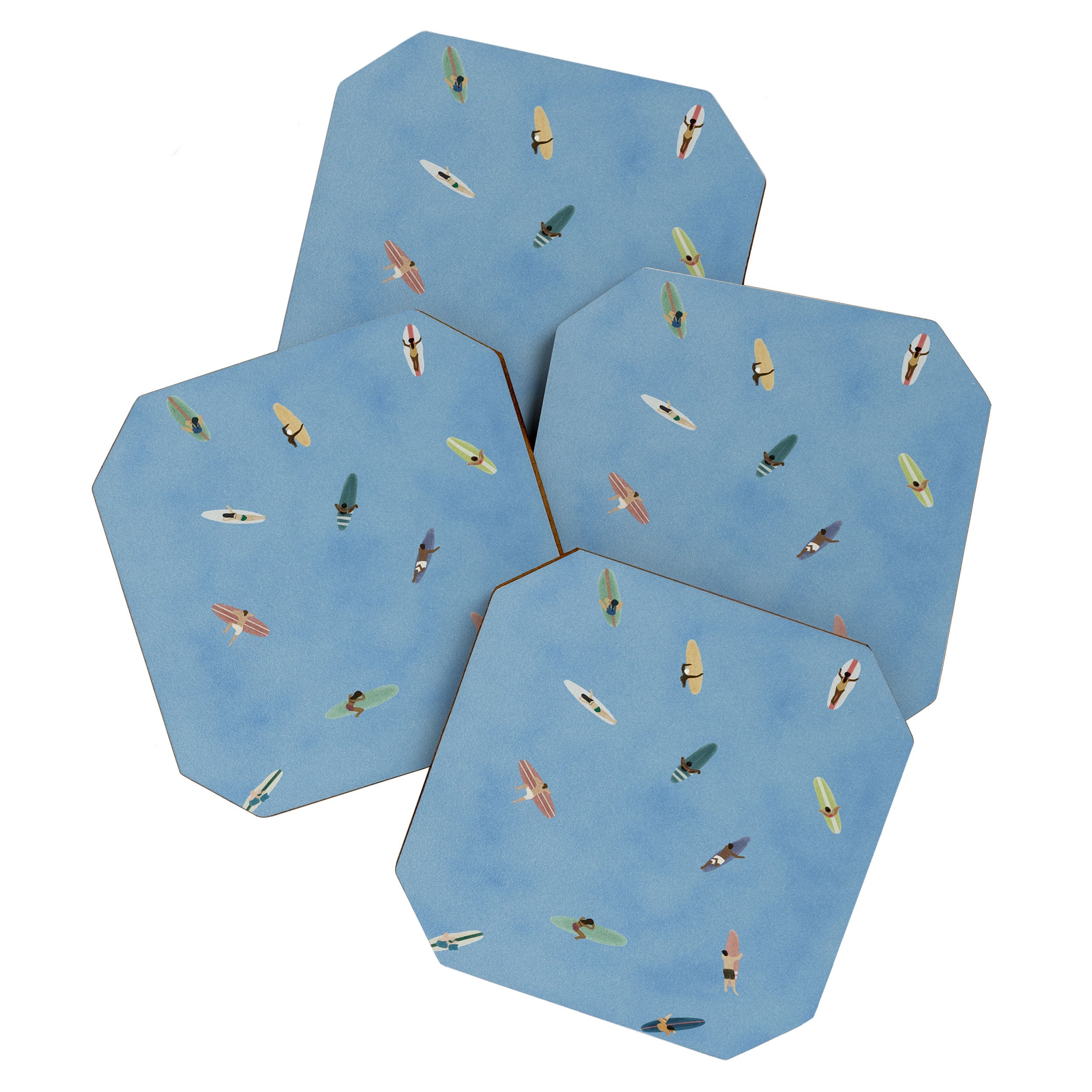 DENY Designs waiting wading surfers Coaster Set