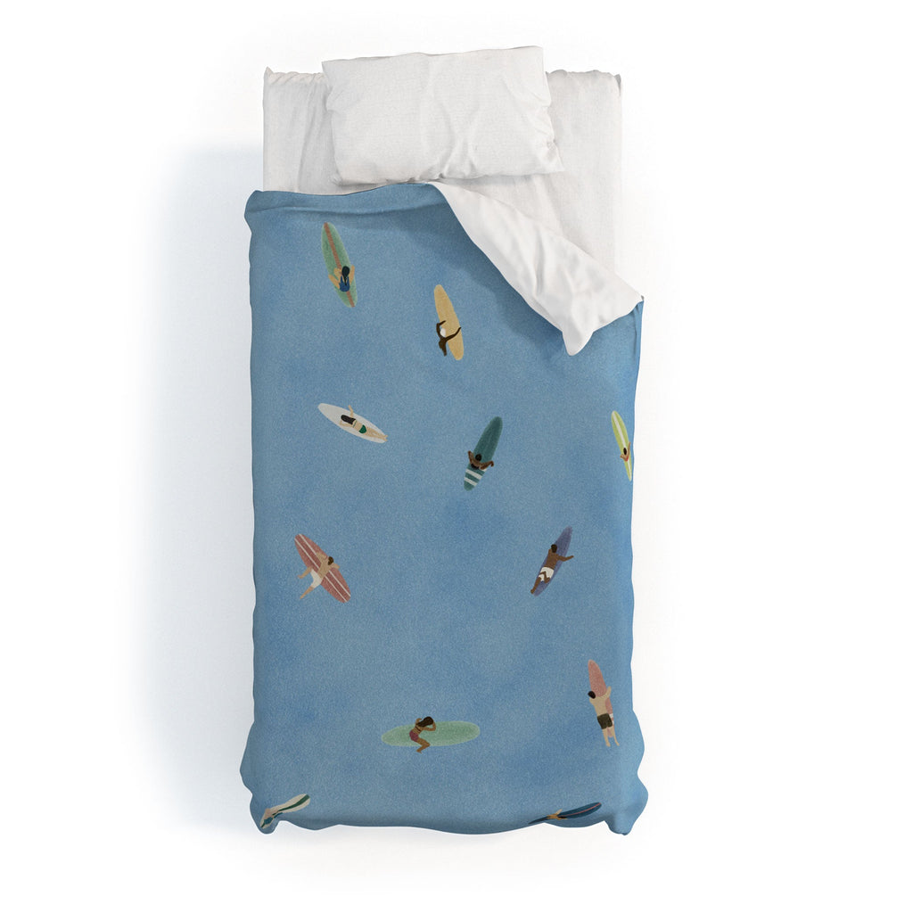 DENY Designs waiting wading surfers Duvet Cover