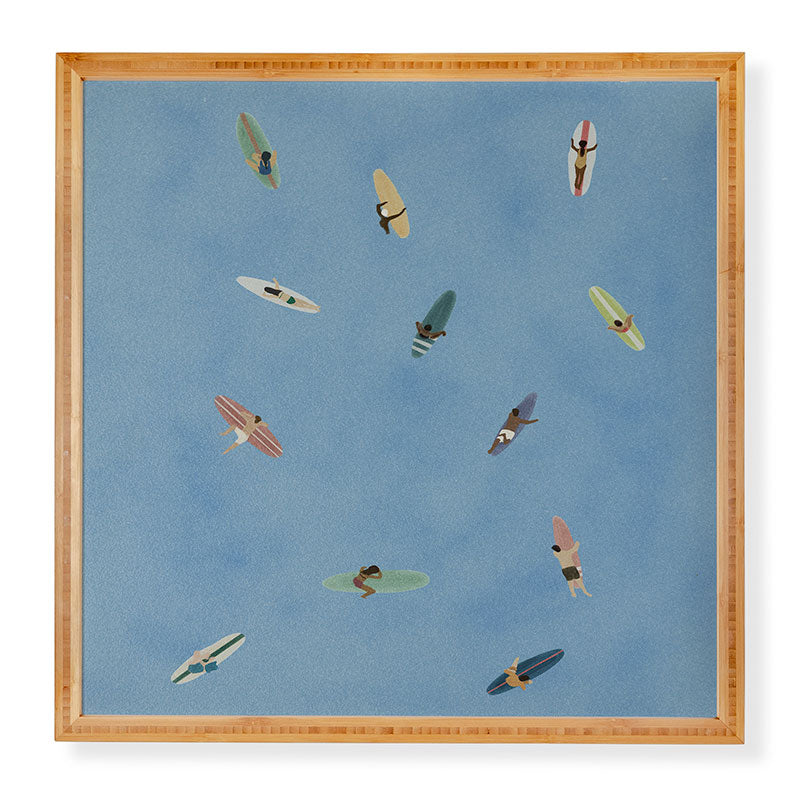 DENY Designs waiting wading surfers Framed Wall Art