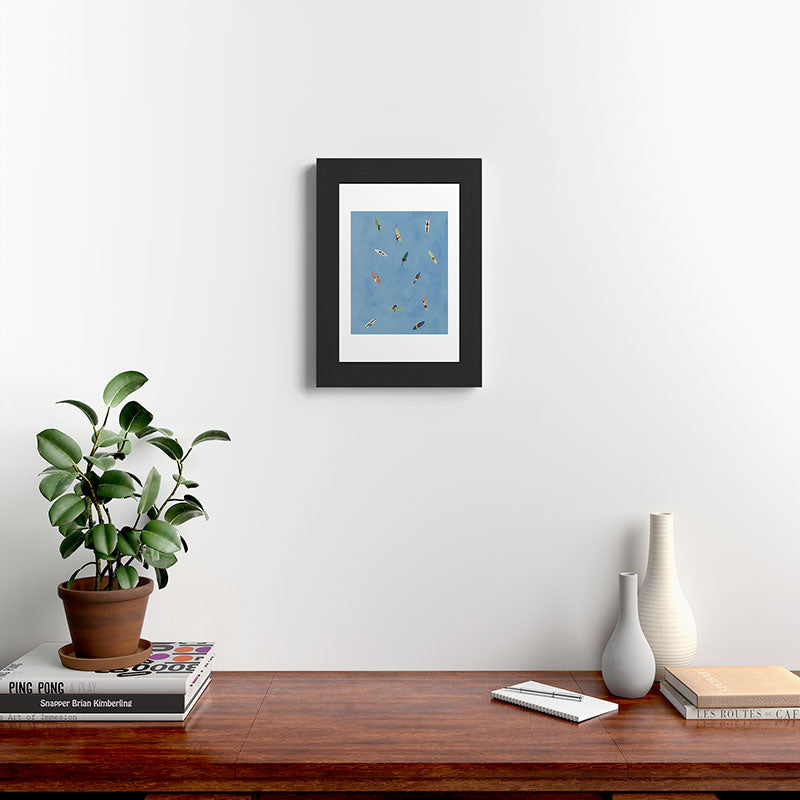 DENY Designs waiting wading surfers Framed Art Print
