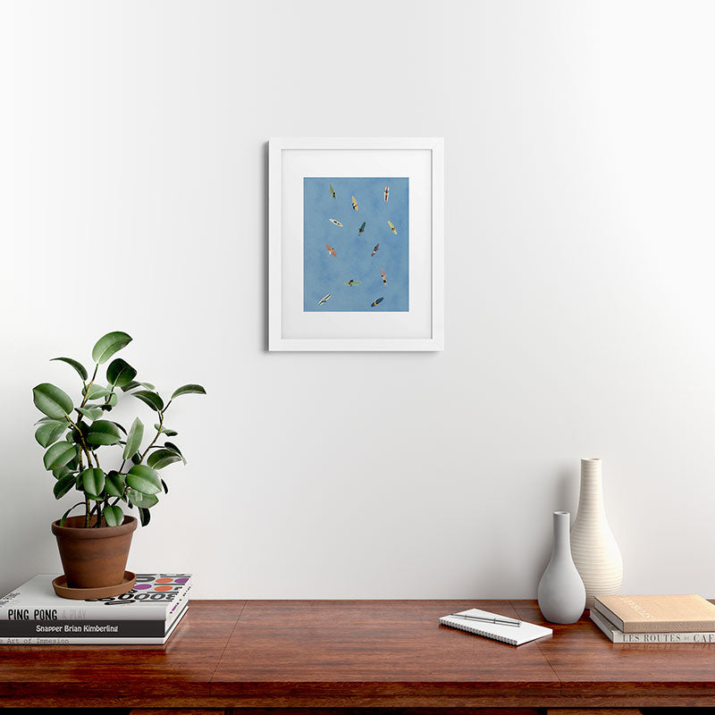 DENY Designs waiting wading surfers Framed Art Print