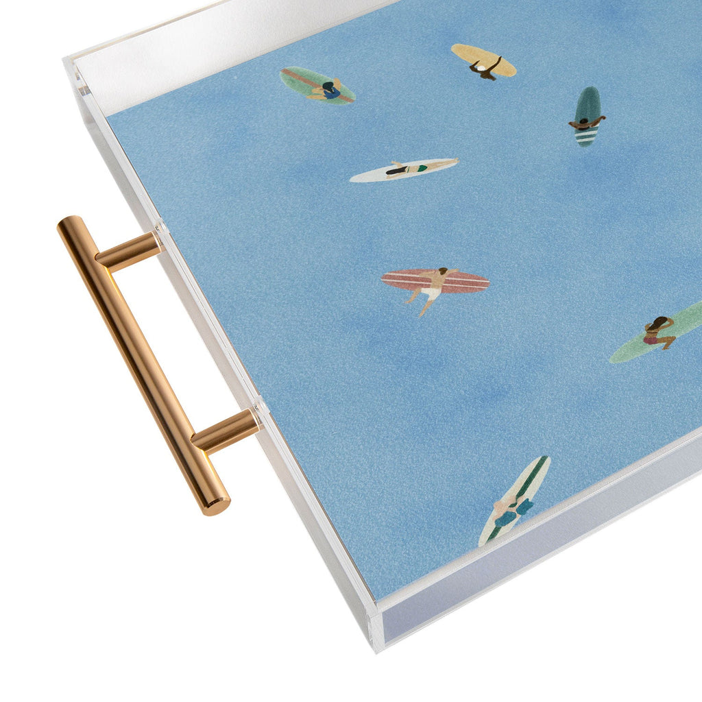 DENY Designs waiting wading surfers Acrylic Tray