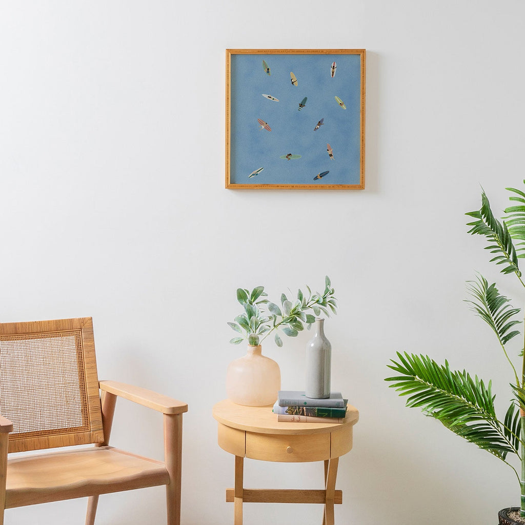DENY Designs waiting wading surfers Framed Wall Art