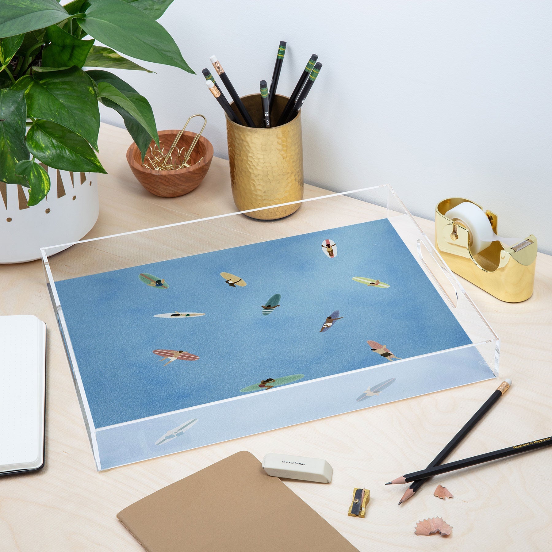 DENY Designs waiting wading surfers Acrylic Tray