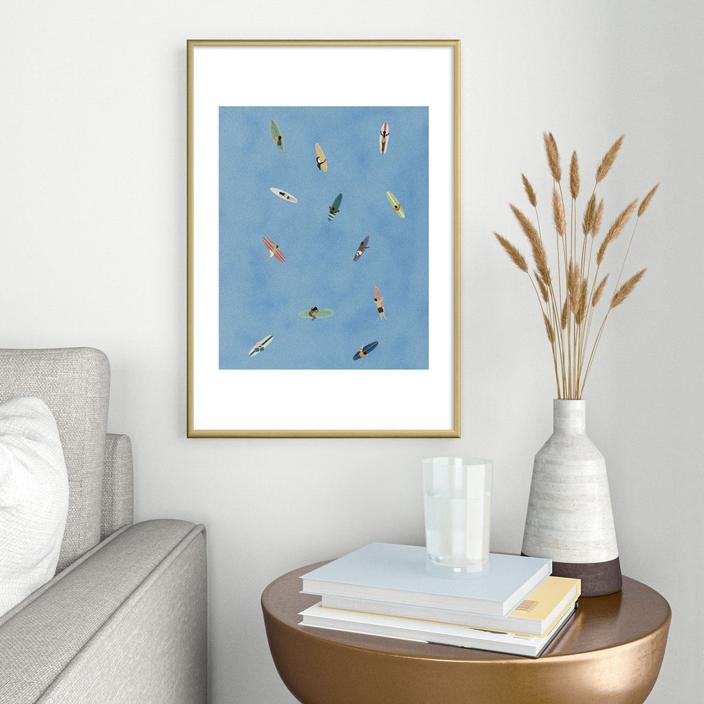 DENY Designs waiting wading surfers Metal Framed Art Print