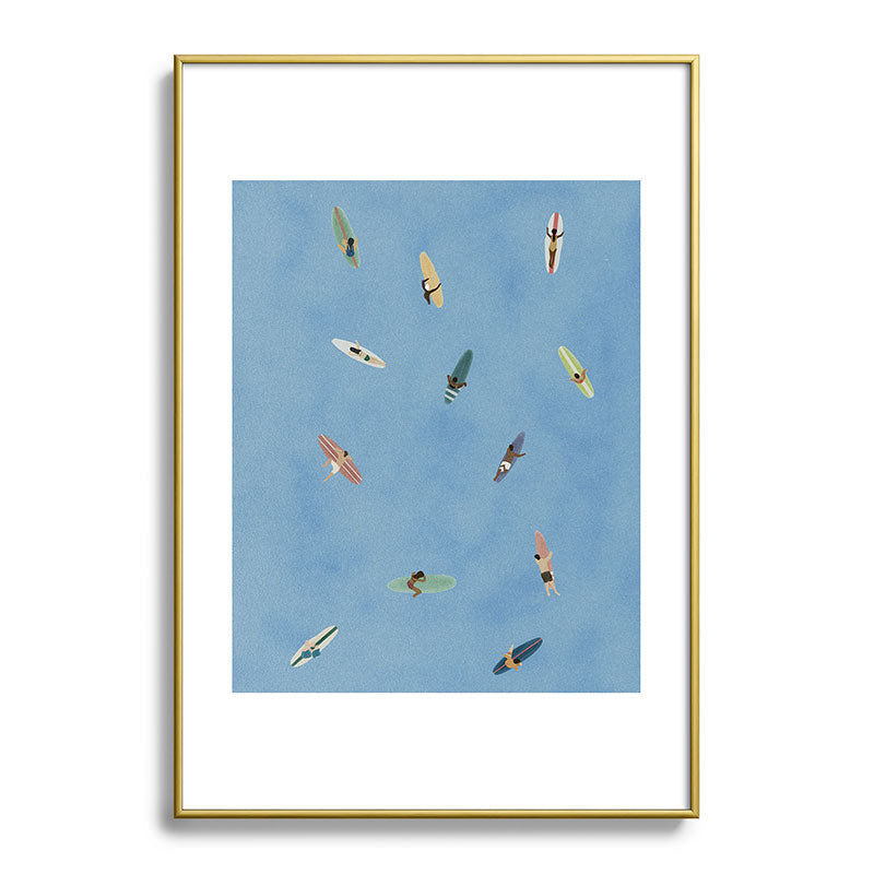 DENY Designs waiting wading surfers Metal Framed Art Print