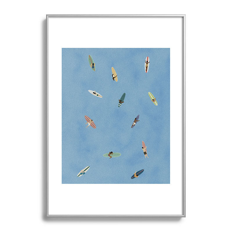DENY Designs waiting wading surfers Metal Framed Art Print