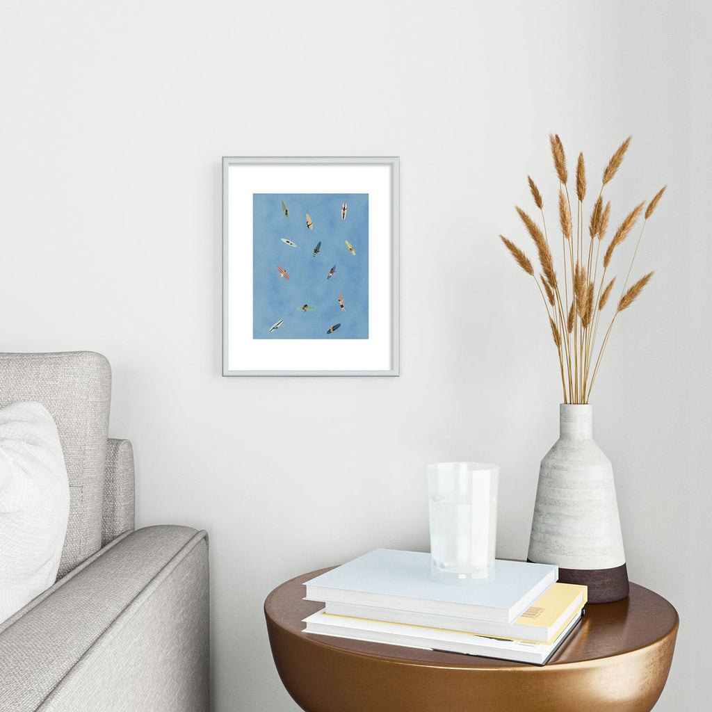 DENY Designs waiting wading surfers Metal Framed Art Print
