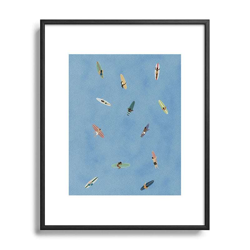 DENY Designs waiting wading surfers Metal Framed Art Print