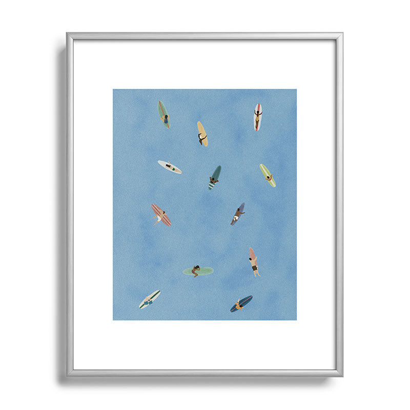 DENY Designs waiting wading surfers Metal Framed Art Print