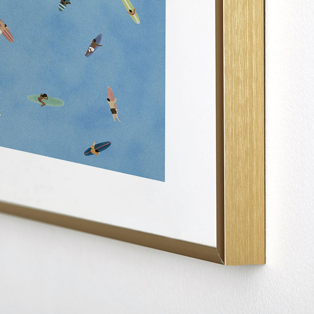 DENY Designs waiting wading surfers Metal Framed Art Print