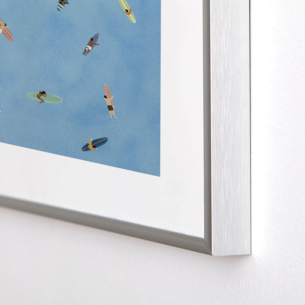 DENY Designs waiting wading surfers Metal Framed Art Print