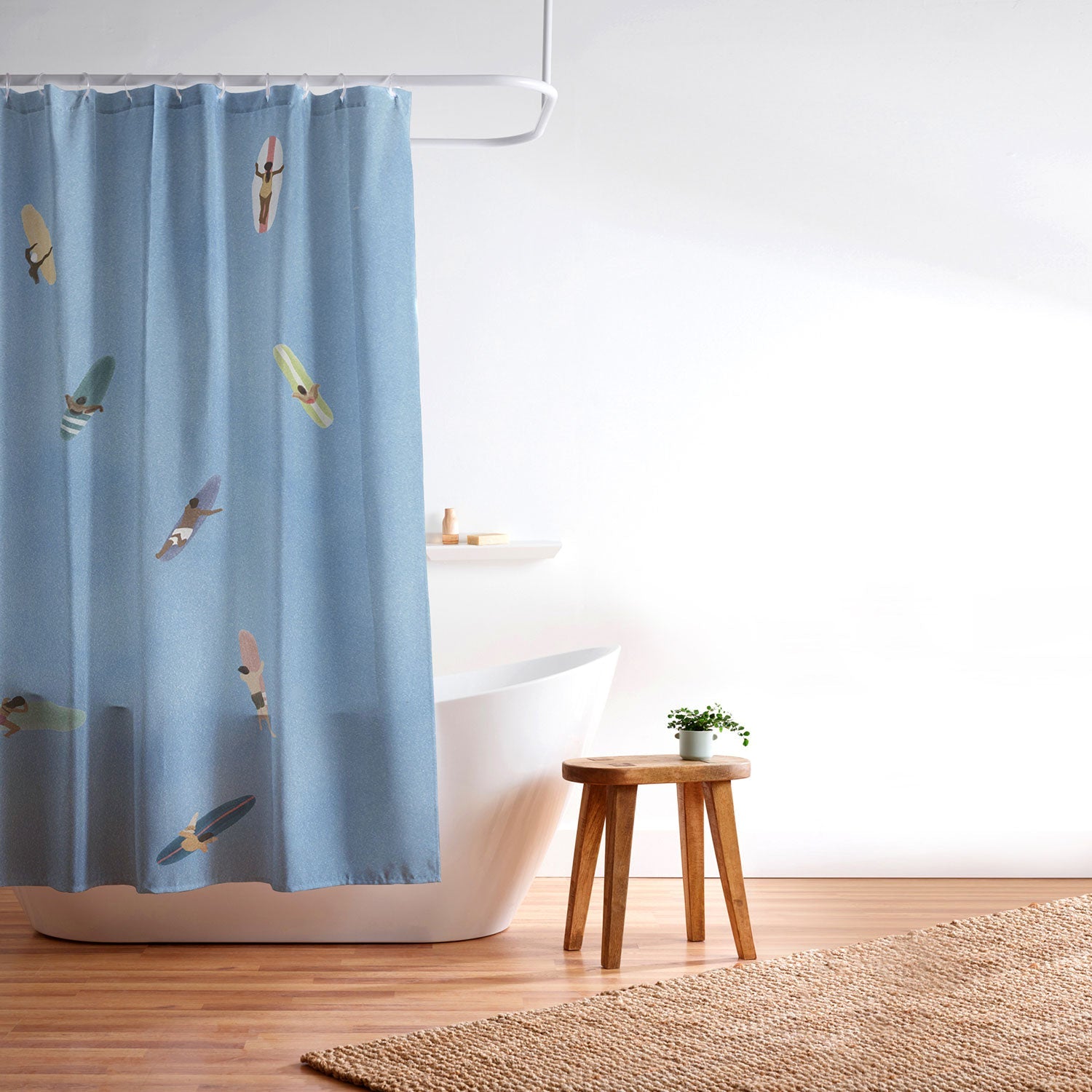 DENY Designs waiting wading surfers Shower Curtain
