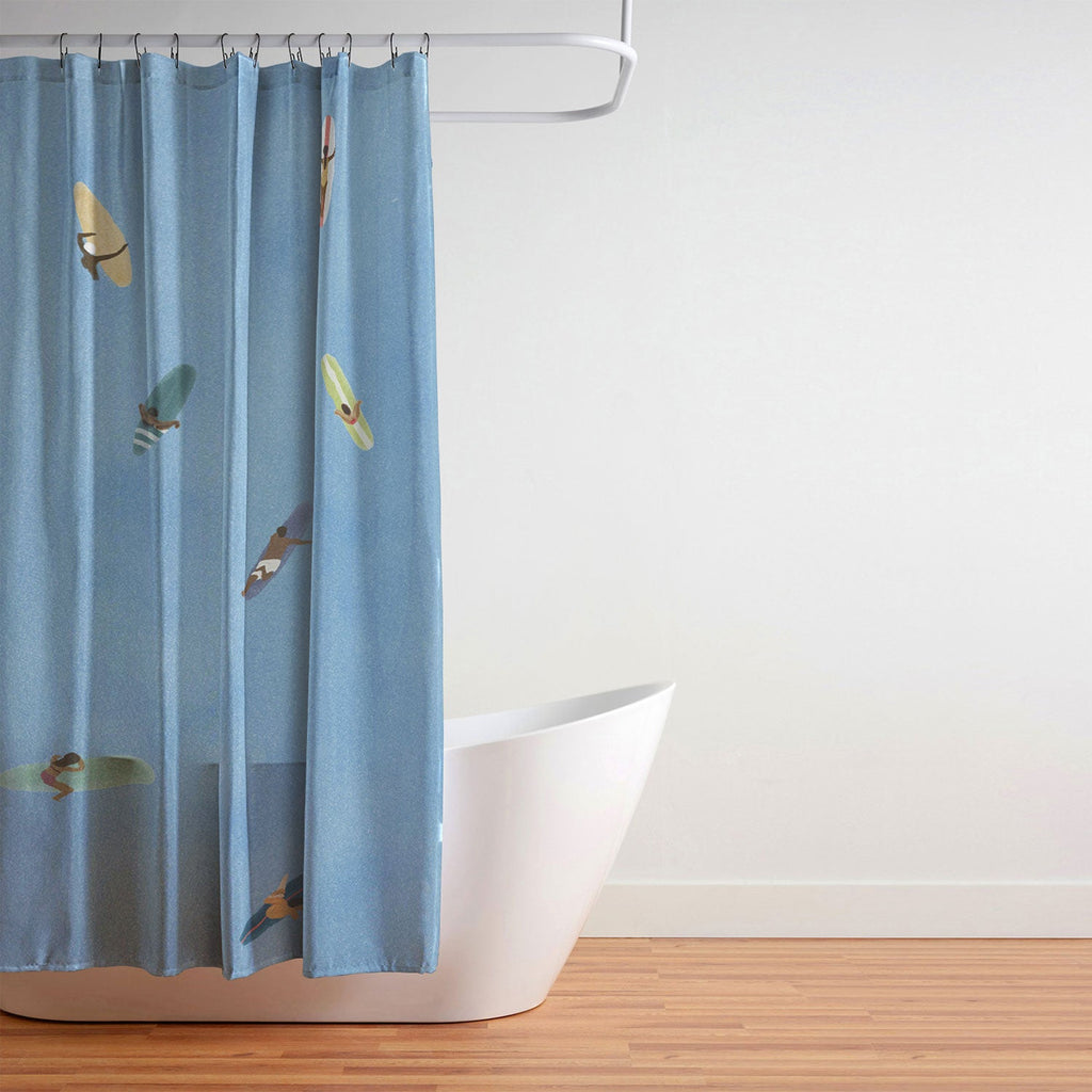 DENY Designs waiting wading surfers Shower Curtain