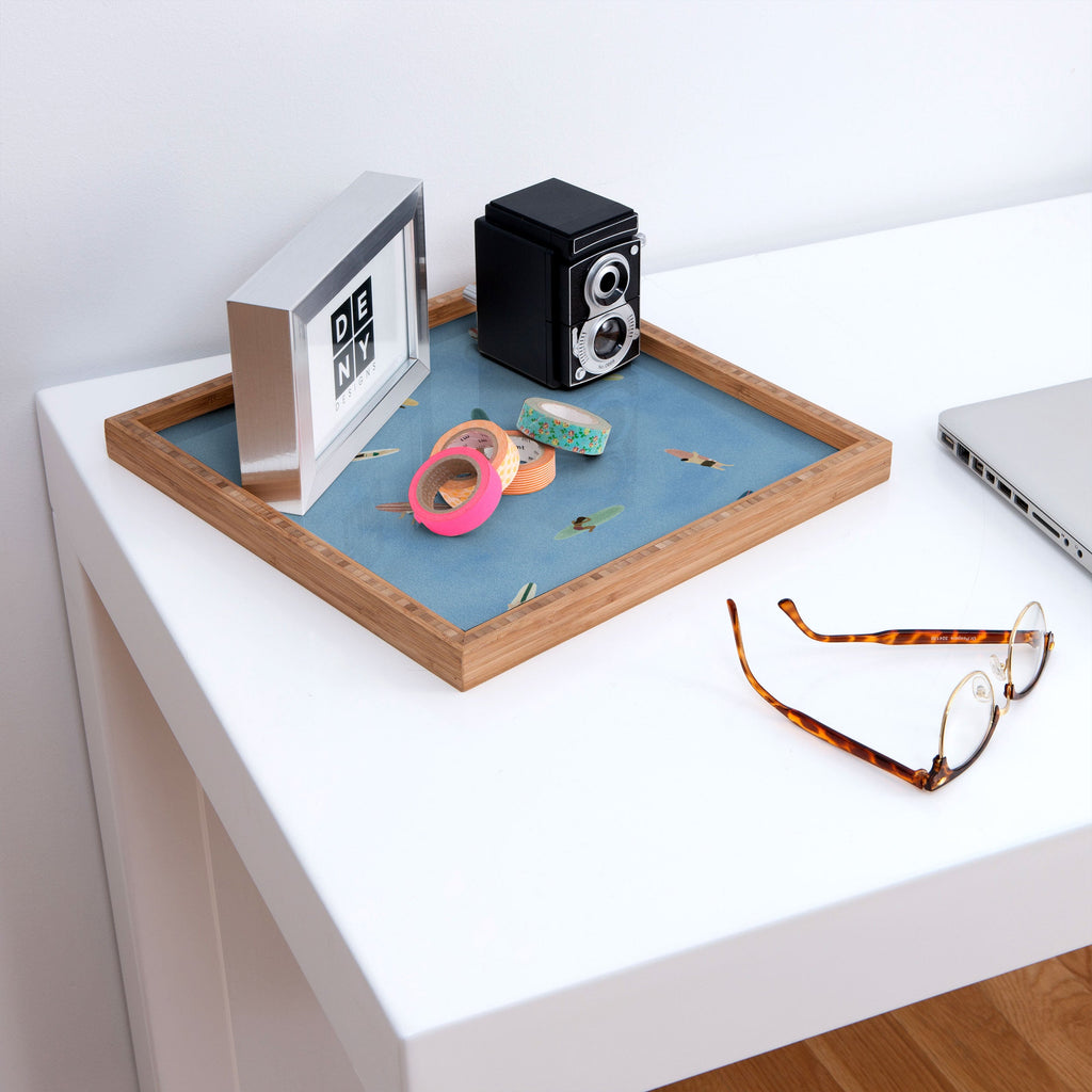 DENY Designs waiting wading surfers Square Tray