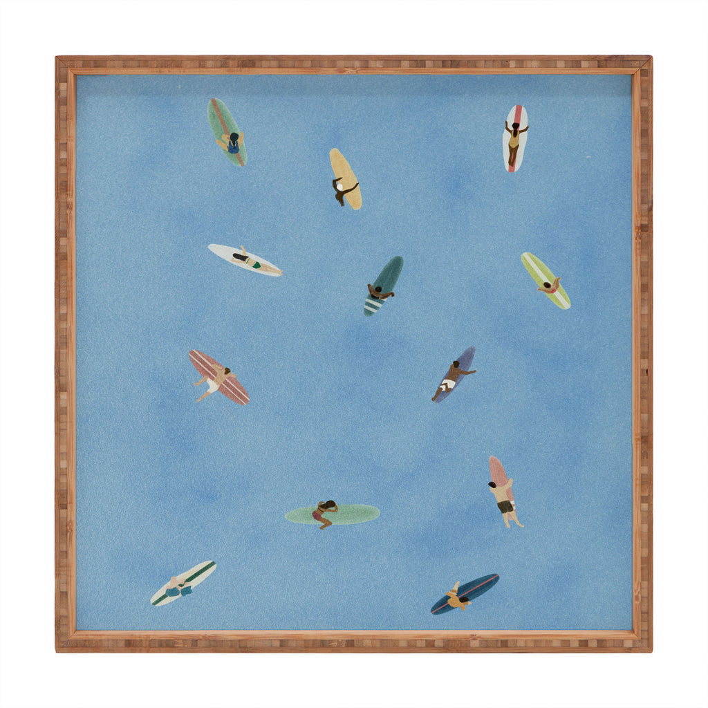 DENY Designs waiting wading surfers Square Tray