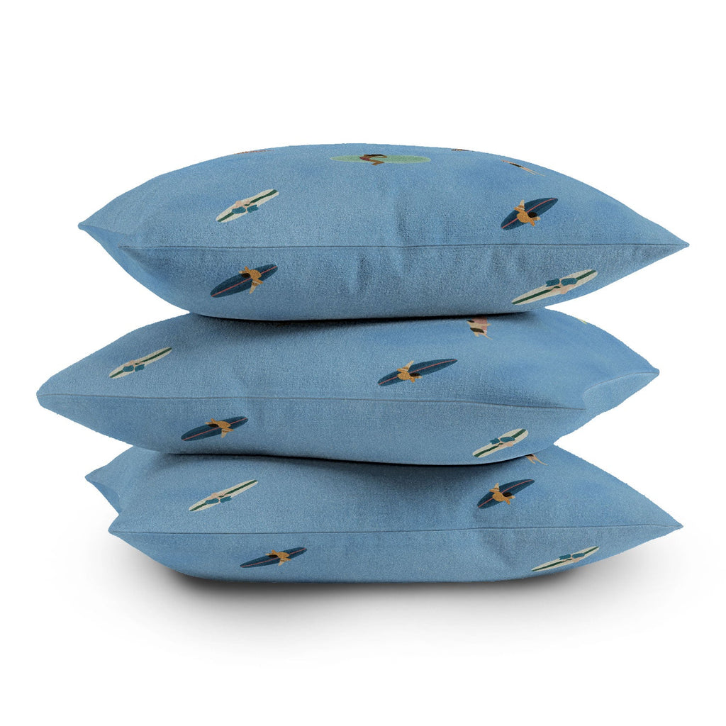 DENY Designs waiting wading surfers Outdoor Throw Pillow