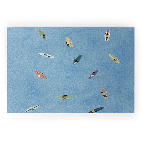 DENY Designs waiting wading surfers Welcome Mat