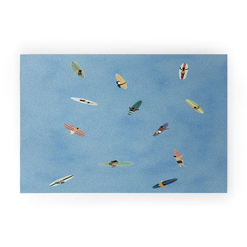 DENY Designs waiting wading surfers Welcome Mat