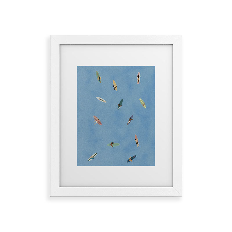 DENY Designs waiting wading surfers Framed Art Print