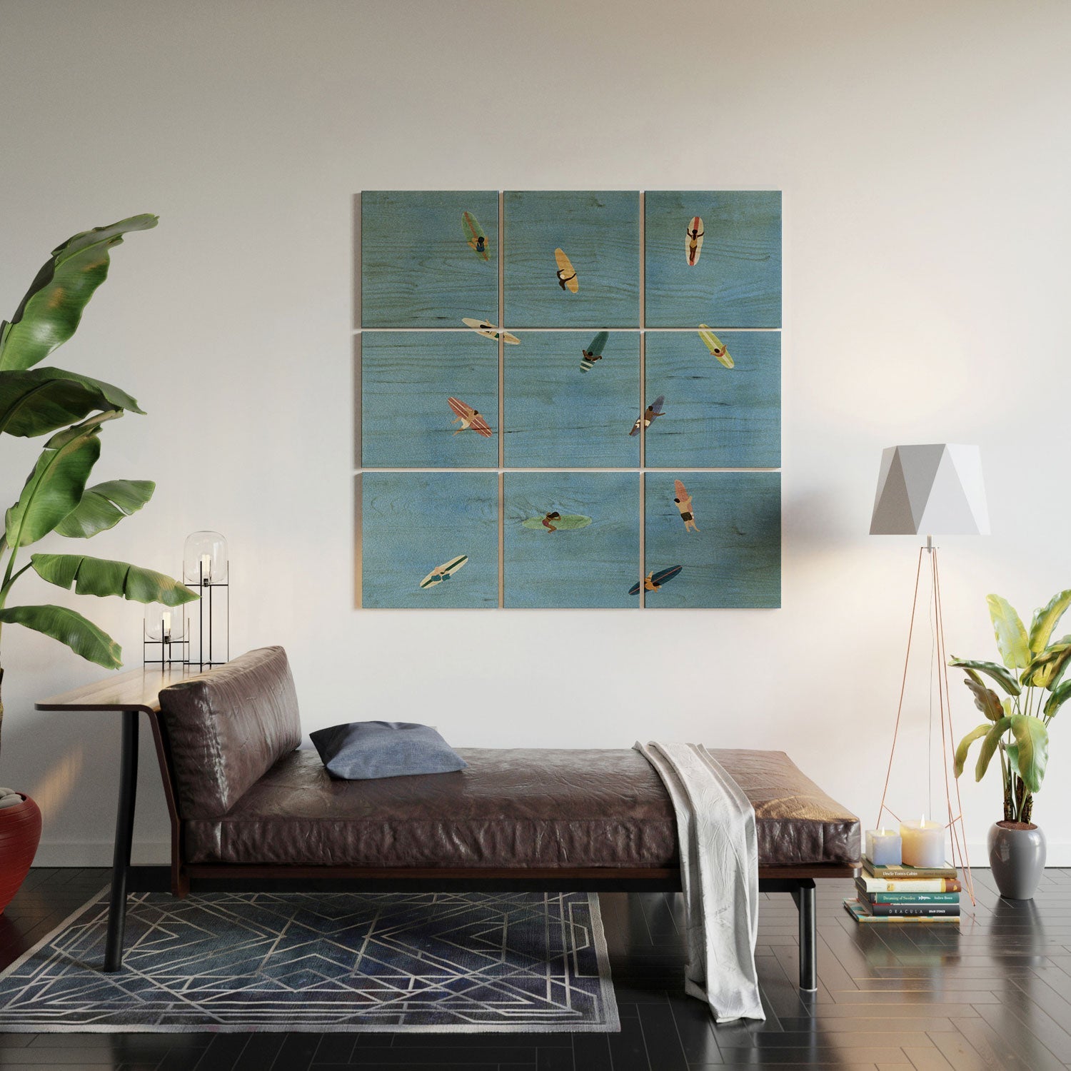 DENY Designs waiting wading surfers Wood Wall Mural
