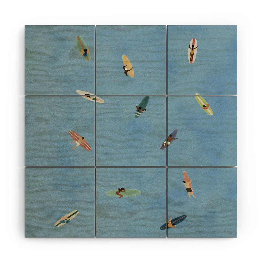 DENY Designs waiting wading surfers Wood Wall Mural