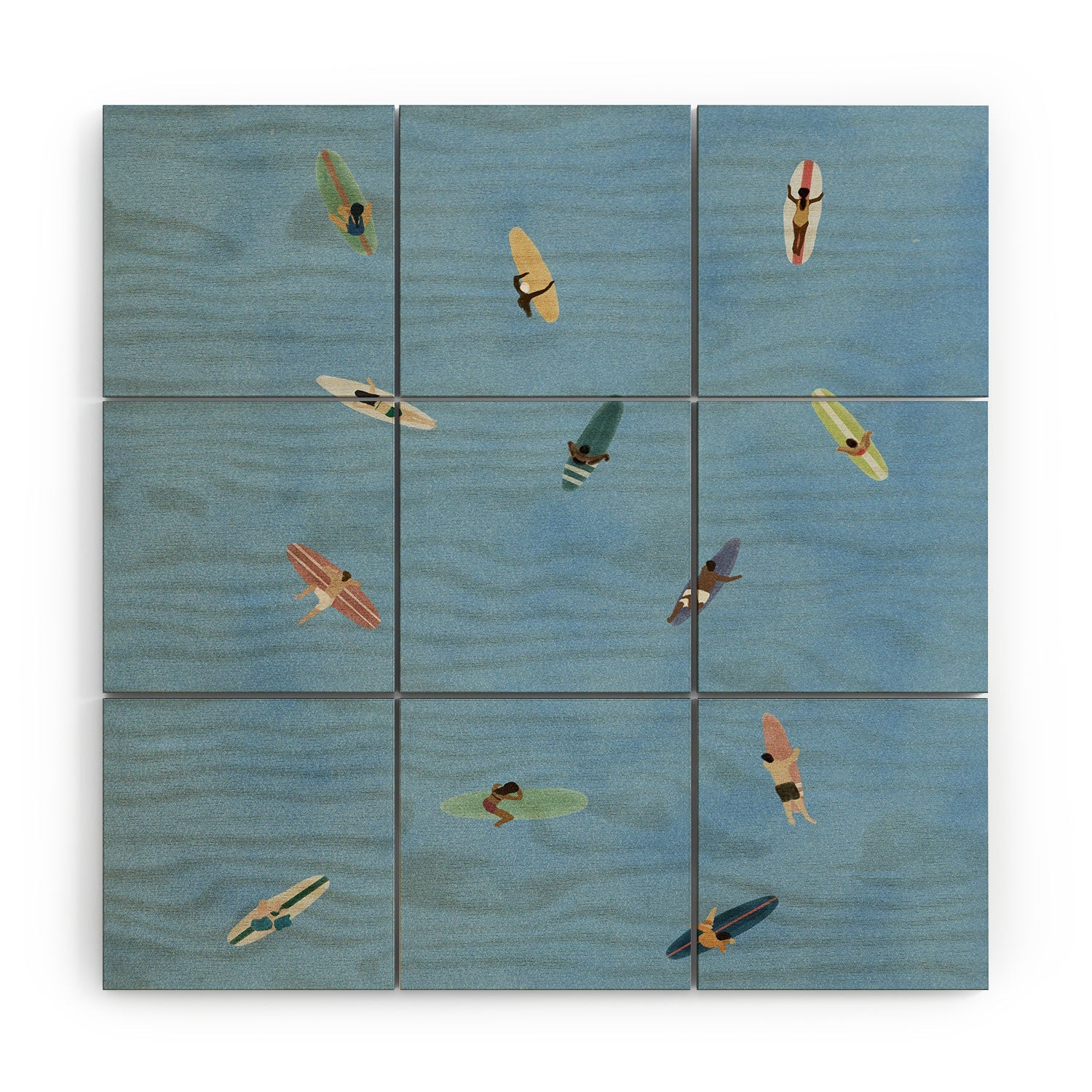DENY Designs waiting wading surfers Wood Wall Mural