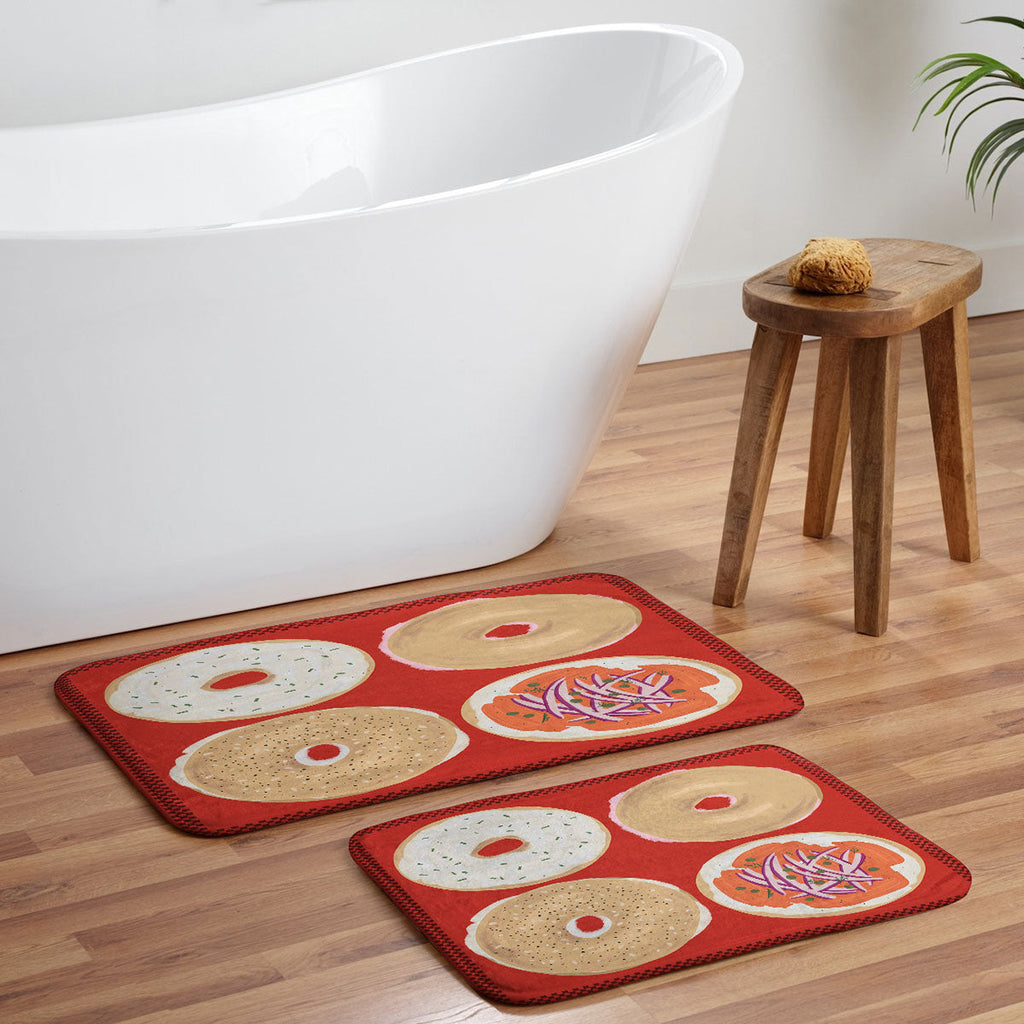 DENY Designs yonkers bagels Memory Foam Bath Mat