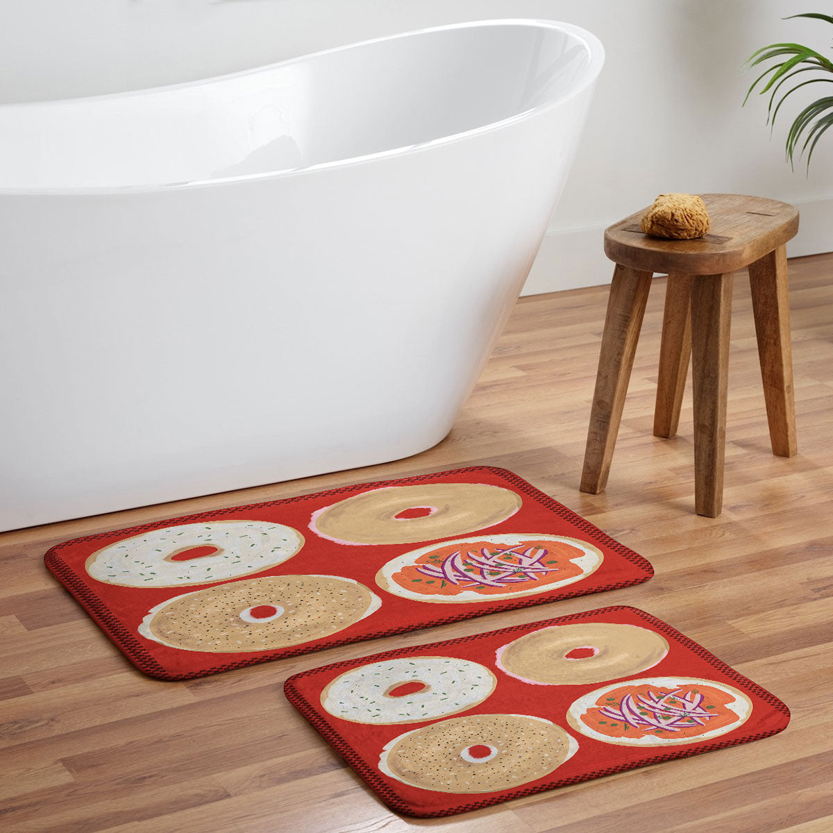 DENY Designs yonkers bagels Memory Foam Bath Mat