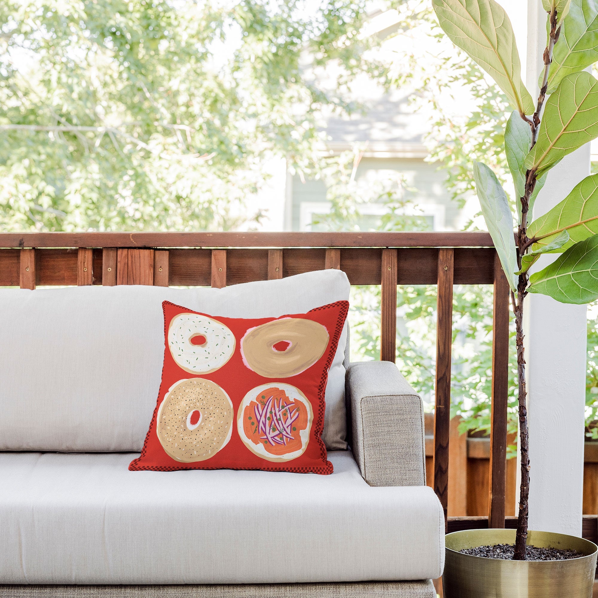 DENY Designs yonkers bagels Outdoor Throw Pillow