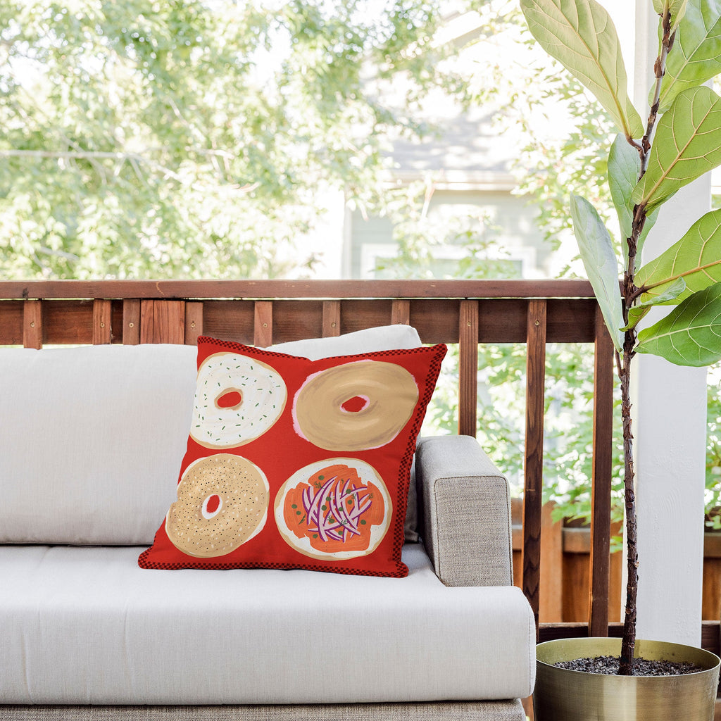 DENY Designs yonkers bagels Outdoor Throw Pillow