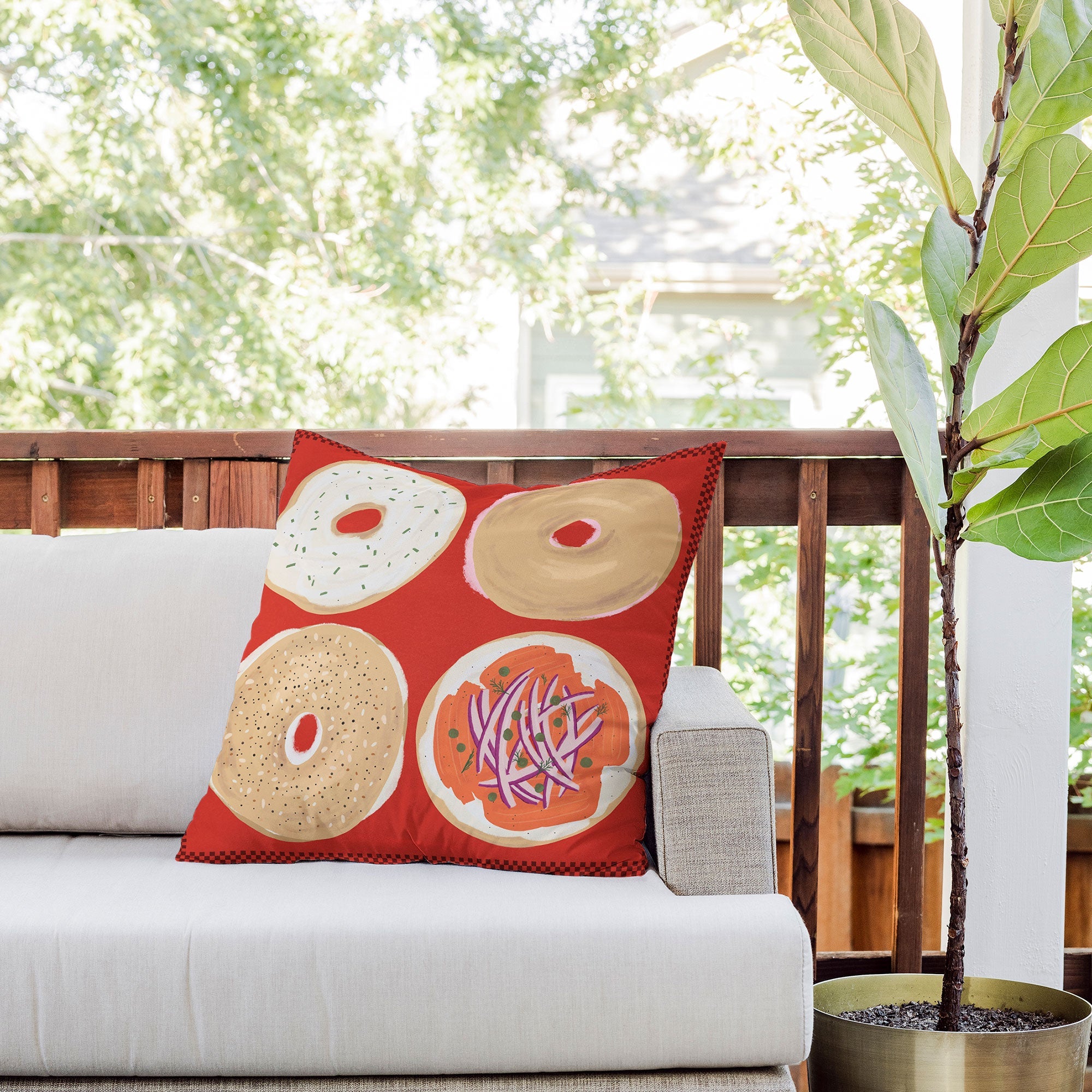 DENY Designs yonkers bagels Outdoor Throw Pillow