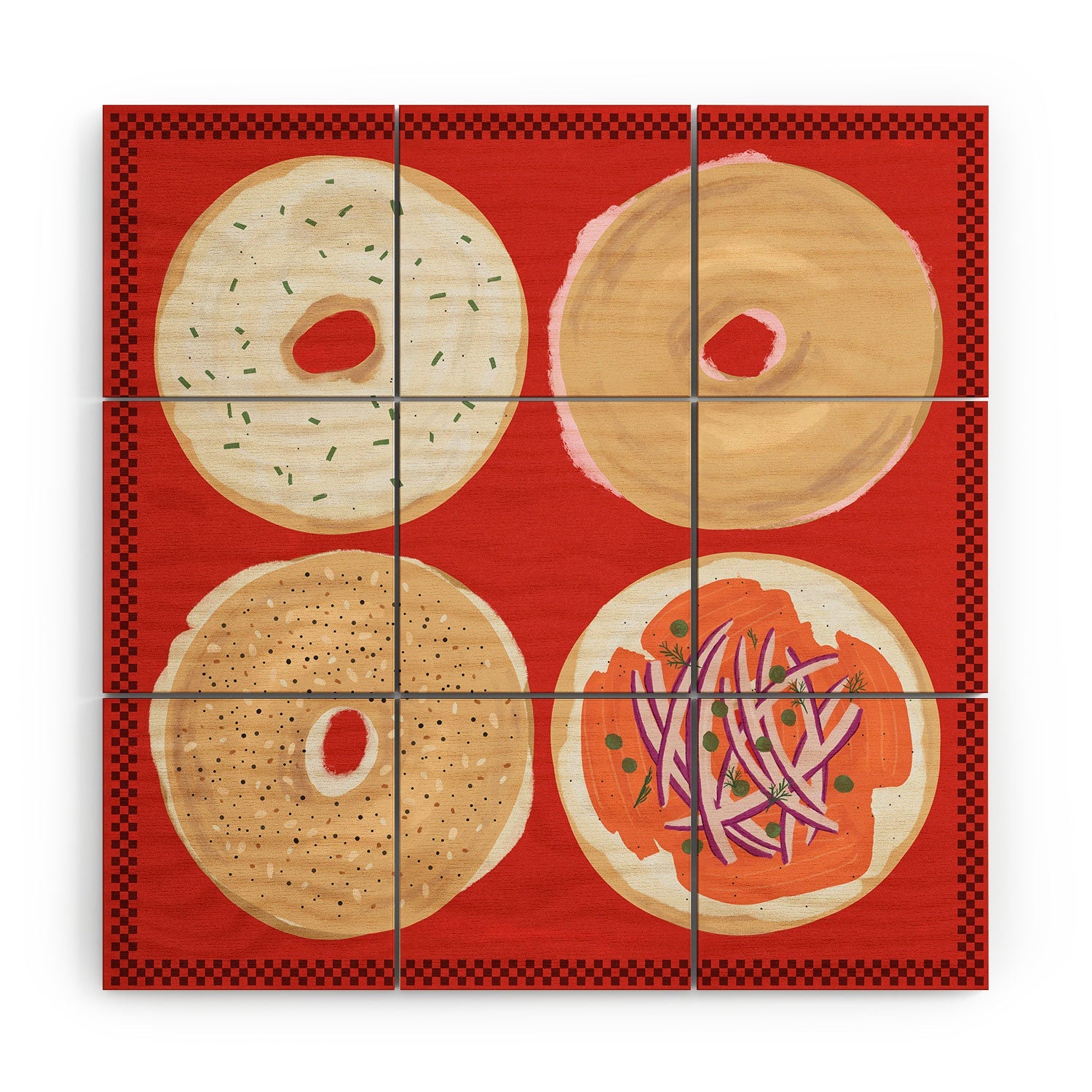 DENY Designs yonkers bagels Wood Wall Mural