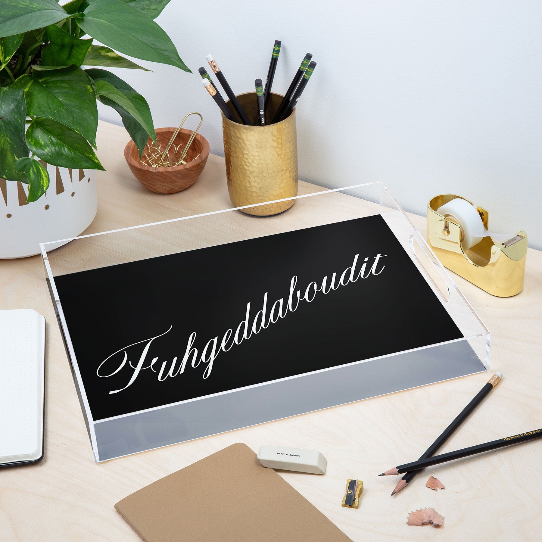 DENY Designs yonkers fuhgeddaboudit Acrylic Tray